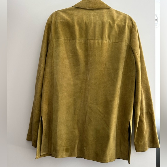 MaxMara Weekend 100% Genuine Suede Leather Green Chartreuse Jacket - Picture 5 of 10